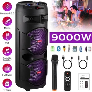 Haut-parleur Bluetooth portable Dual 12'' Subwoofer FM Karaoké à basse lourde W/Mic