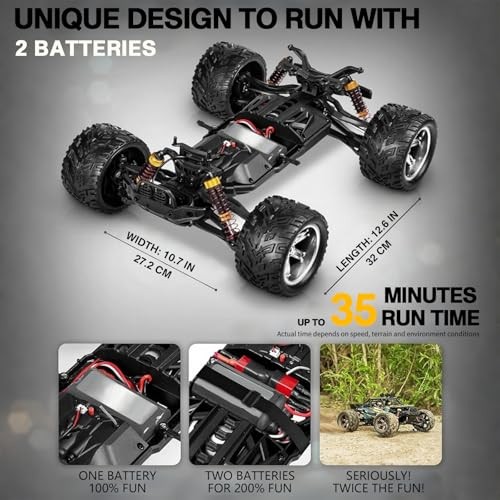 1/12 Scale RC Cars for Adults，Max 48mph Electric Off-Road Monster Yellow