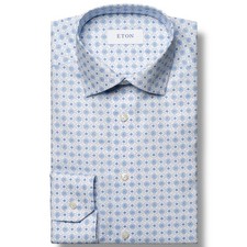 Eton Contemporary Light Blue Twill Dress Shirt Men's Size 46 18