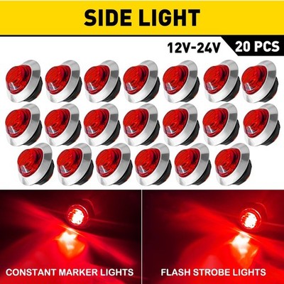 20X 3/4'' Strobe Steady Marker Lights Dual Function Red LED Flash 12V Warning EPY