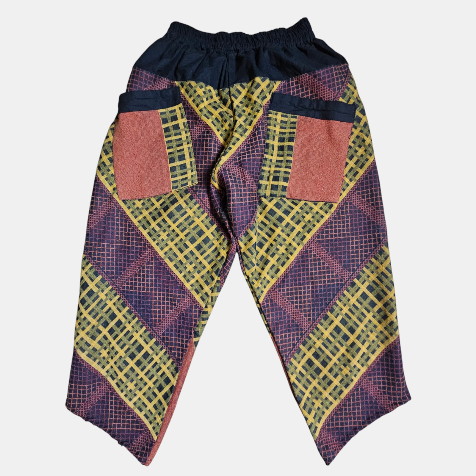 Geometric Plaid Patchwork Cropped Capri Pants Wom… - image 1