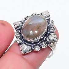 Natural Labradorite Gemstone 925 Sterling Silver Jewelry All Size Ring For Gift