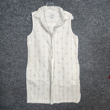 Liz Claiborne Womens Nautical Dress M White Knot Rope Linen Blend Sleeveless