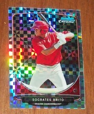 2013 Bowman Chrome Diamondbacks Socrates Brito Checkerboard Prizm Mini Card