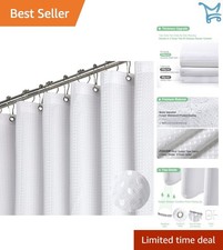 White Fabric Shower Curtain 72x72 Heavy Duty Water-Repellent Hotel Style