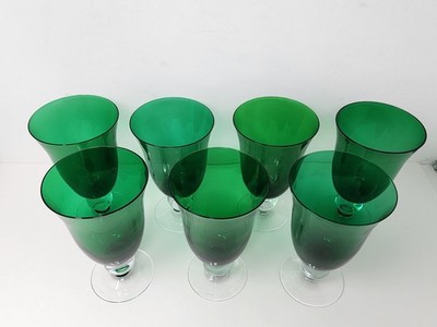 Set Of 7 Lenox Holiday Gems Emerald Green Water Wine Glass Goblet
