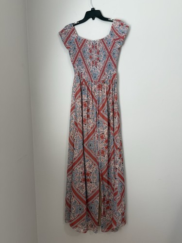 Tularosa Womens Off Shoulder Smocked Size M Maxi Peasant Floral Sundress Spring