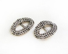 Lovely Set Of Vintage French Art Deco Cut Steel Oval Shoe Buckles