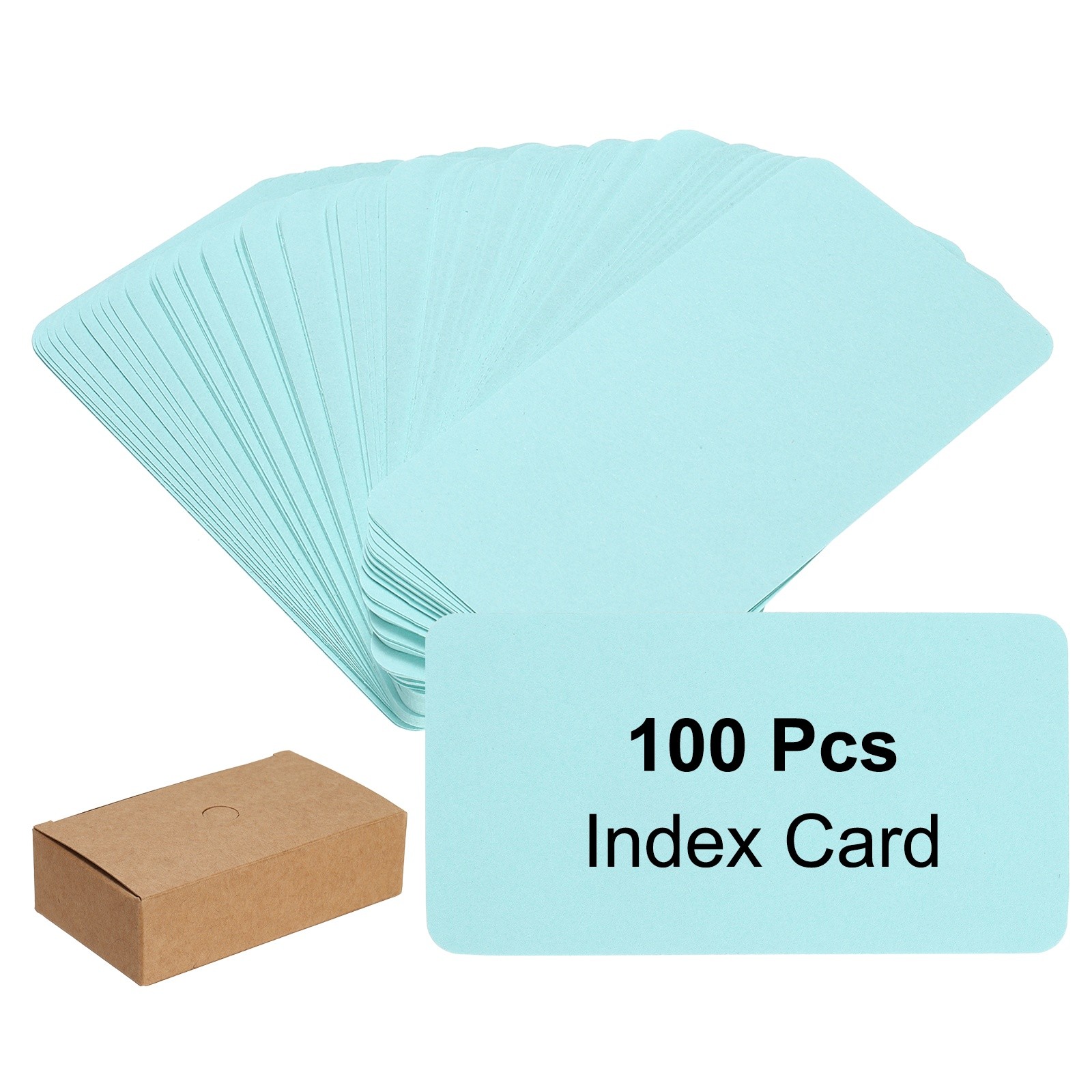 2" x 3.5" Note Card, 100 Pcs Index Card Kraft Paper Round Corner, Blue