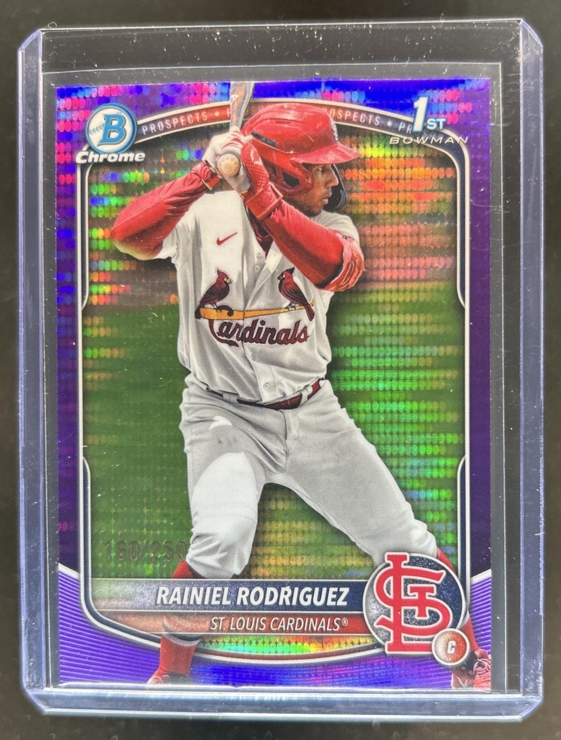 2025 Bowman Chrome Rainiel Rodriguez Purple Pulsar Refractor 1st #/250 Cardinals