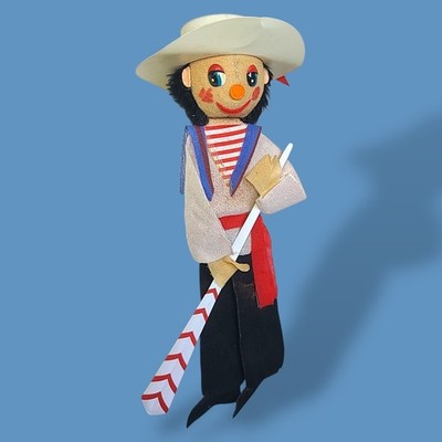 Vintage Venezia Italy Venice Gondolier Souvenir Hanging Cloth Doll 16''