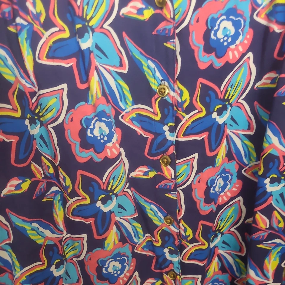 Juniper + Lime Floral Button Up Shirt Sz L | cap Sleeve - Image 4 of 4