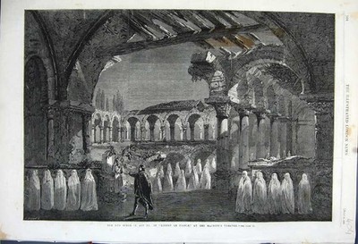 Original alter antiker Druck Nonne Szene Akt II 1862 Robert Diable Majestät Theater