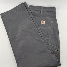 Carhartt Men Relaxed Fit Work Pants Dark Gray Size 34x32 Cotton Spandex RN 14006