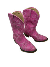Roper Girls All Over Embroidery Western Boot Hot Pink Size 11