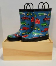 Foxfire for Kids Rainboots - Size 12 - Tractor Farm Equipment John Deer Clean