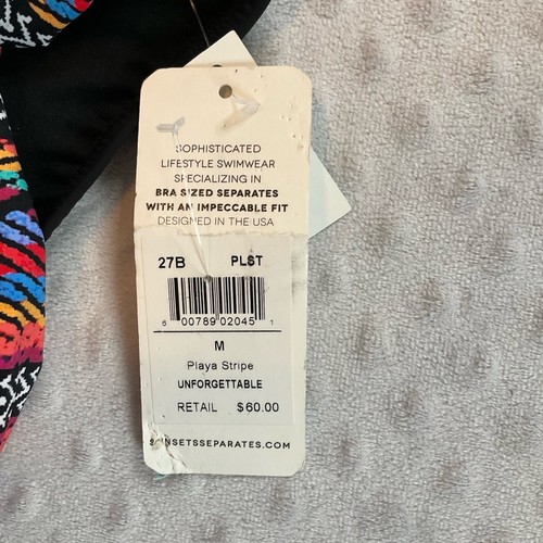 NWT Sunsets California Black Multi Pattern Fold Over High Waist Bikini Bottom M - Picture 5 of 8