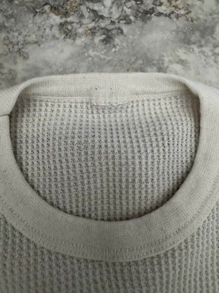 Vintage 80’s Waffle Knit Cream Thermal No Tag - Image 3 of 3