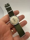 Vintage Timex Manual Wind Watch 34mm Working New Green NATO Strap