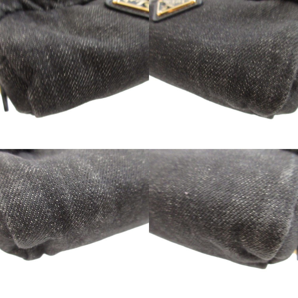 AUTHENTIC PRADA Triangular plate Pouch Black Denim - image 6