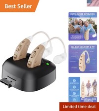 Discreet Behind-The-Ear Hearing Amplifiers - Rechargeable & Noise Cancelling Set