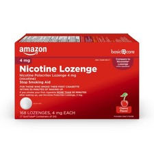 Amazon Basic Care Nicotine Polacrilex Lozenge 4 mg, Cherry Flavor, Stop Smoki...