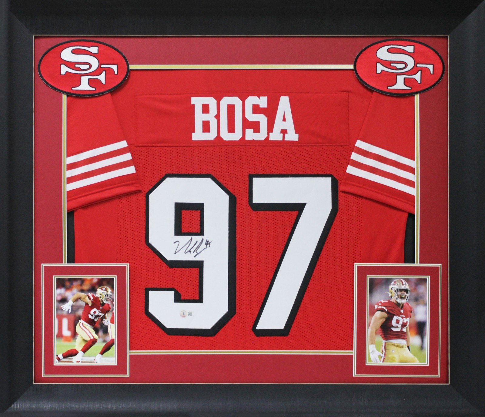Nick Bosa Autographed Signed San Francisco 49ers Authentic Red Pro Style Framed Jersey w/ Dropshadow BAS Witness 