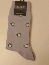 J.CREW Men  s Dress Socks Coffee Cup Mug LitePurple One Size Novelty Cotton Blend