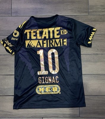 adidas Tigres UANL Gignac #10 Soccer Jersey Black Yellow Gold