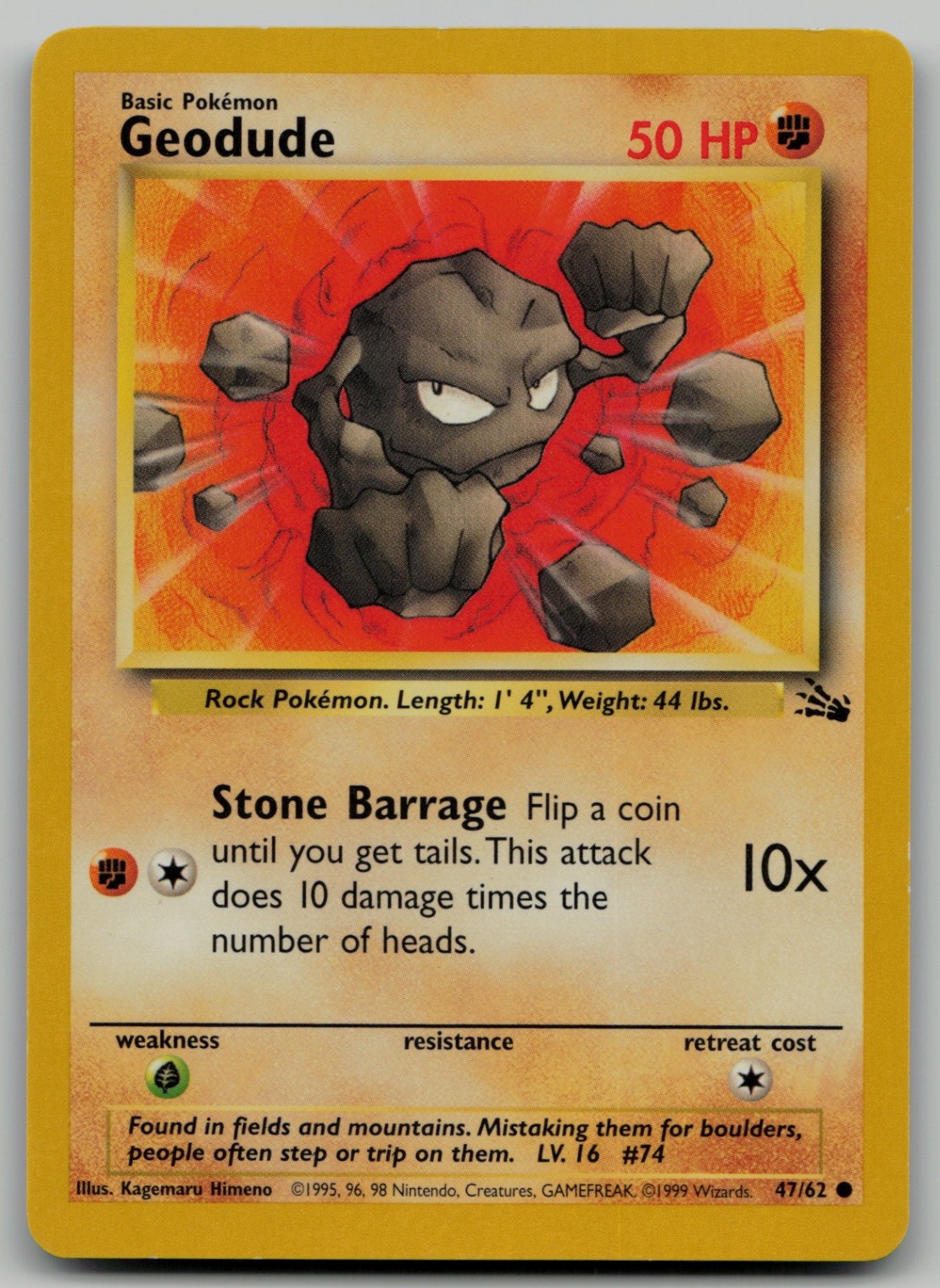 Geodude Common Fossil 47/62 NM