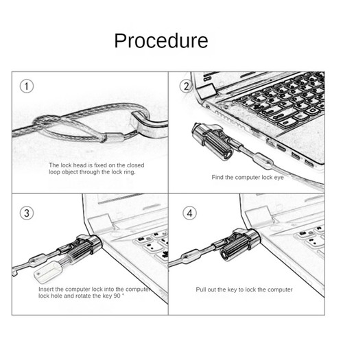 Computer Lock Laptop Lock Suitable for 6mmx2.5mm Lock Hole for Laptop8257 - Afbeelding 4 van 10