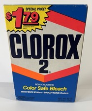 VTG 40oz CLOROX 2 Laundry Powder Bleach Movie Prop 1.79 NOS NIB Retired