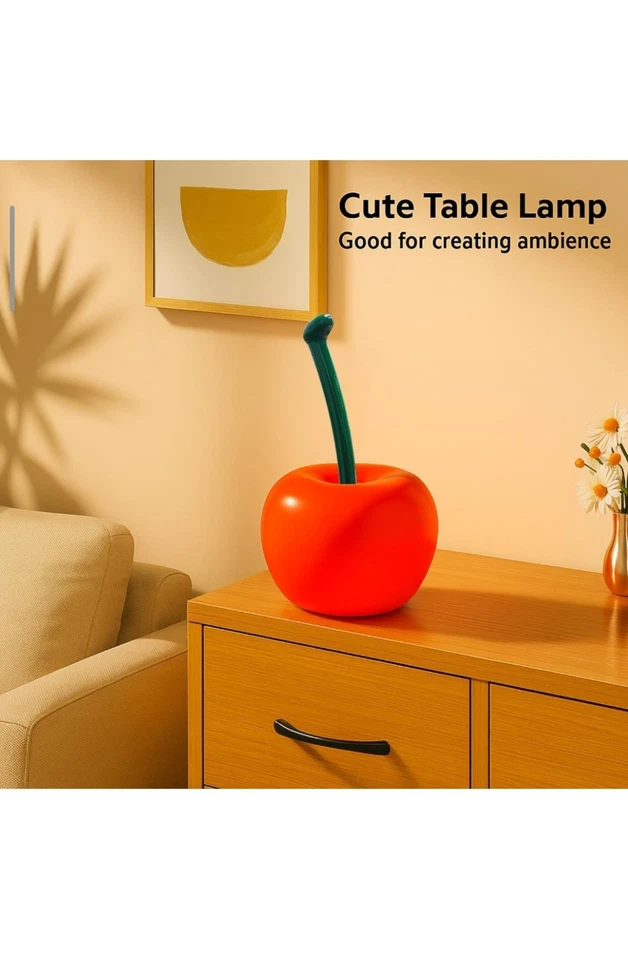 Lámpara de mesa roja única con luz LED para dormitorio mesita de noche sala de estar Foto 3 de 4