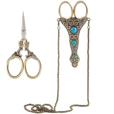 4 Inch 1pc European Scissors Small Sewing Scissor Chains Turquoise Embroidery...