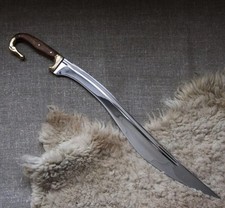 CUSTOM HANDMADE FALCATA LEBRIAN DAMASCUS  STEEL  SWORD FOR LEATHER SHEATH