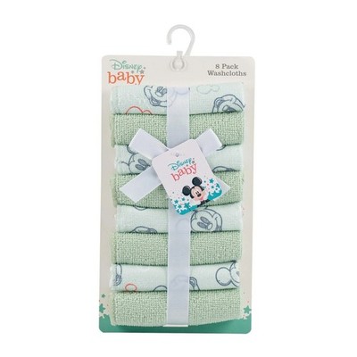 Disney Baby Mickey  8-Pack Washcloths   Soft Cotton   Baby Shower Gifts