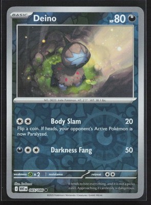 065/086 Deino - SV White Flare - Reverse Holo NM Pokemon