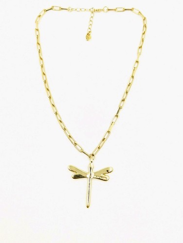 UNO De 50 Jewelry Gold Fortune Dragonfly Pendant Necklace U426