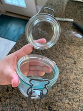 Glass Canning Jar Wire Bail Hinged Lid Clear Food Storage Canister