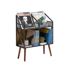 Eyocal Vinyl Record Storage Holder Rack250 Lp Wooden Record Display Table For
