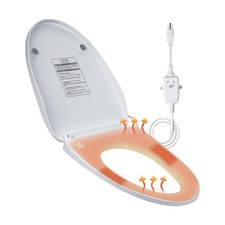 Heated Toilet Seat with Temperature Display and Built-in Side Control, White