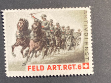Suiza 1939 sello soldado artillería CAMPO ART.RGT.6 caballos