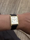 Vintage Seiko 2220-3190 Manual Wind Gold Tone Rectangular Roman Dial Watch