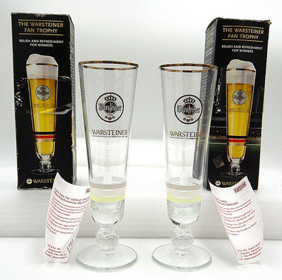 2 Beer Glasses Pilsners Warsteiner Fan Trophy 1753 Tulip Glass Color Changing