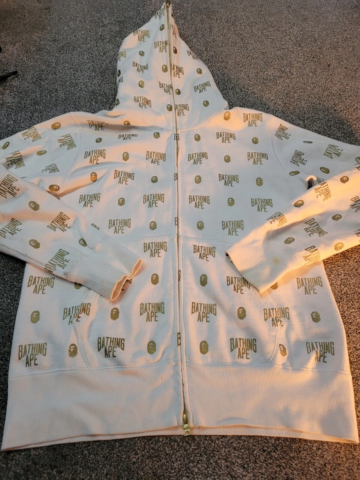A BATHING APE (BAPE) BAPE Monogram BAPE logo full zip hoodie White x G A Bathing Ape Size M