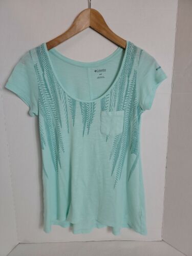 Columbia Women's Green W/ Pocket Short Sleeve Top, S
