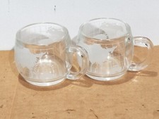 Vintage Nestle Nescafe World Map Globe Etched Glass Coffee Mugs Set Of 2