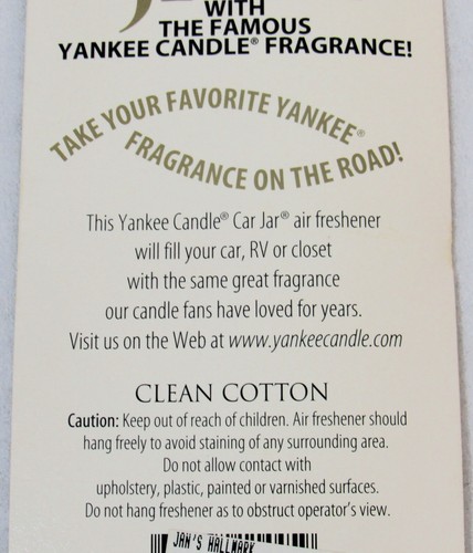 Yankee Candle Paper Car Air Freshener Clean Cotton Vintage - Picture 6 of 6