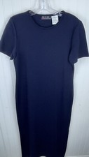 MHM Womens Vintage  LONG Navy SWEATER DRESS Small