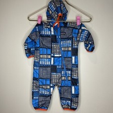 Patagonia Children  s Reversible Puffball Snowsuit Size3M Blue Geometric